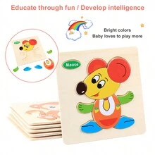 10 Rompecabezas Madera Figura Surtidas Para Niños Pequeños.rompecabezas educativo para bebés de 1-2-3-4-5-6años, un total de 10 rompecabezas con diferentes patrones, incluyendo diferentes animales (oso, ciervo, perro, conejo, caballo, gallo, gato, ratón, mono, tigre).Interesantes patrones de animales y colores brillantes están diseñados para mejorar la capacidad de los niños para aprender los colores mientras estimulan la exploración y la curiosidad de los niños sobre el mundo animal. Juguetes educativos preescolares: los rompecabezas de madera son herramientas educativas para ayudar a los niños a aprender letras, números, colores, formas, etc. Además, ayuda a su hijo a concentrarse y desarrollar la coordinación mano-ojo, la motricidad fina y una mejor percepción visual.los puzles de animales están fabricados con madera ecológica de alta calidad, sin BPA y coloreados con pintura al agua no tóxica. - Marrón - Ver 12