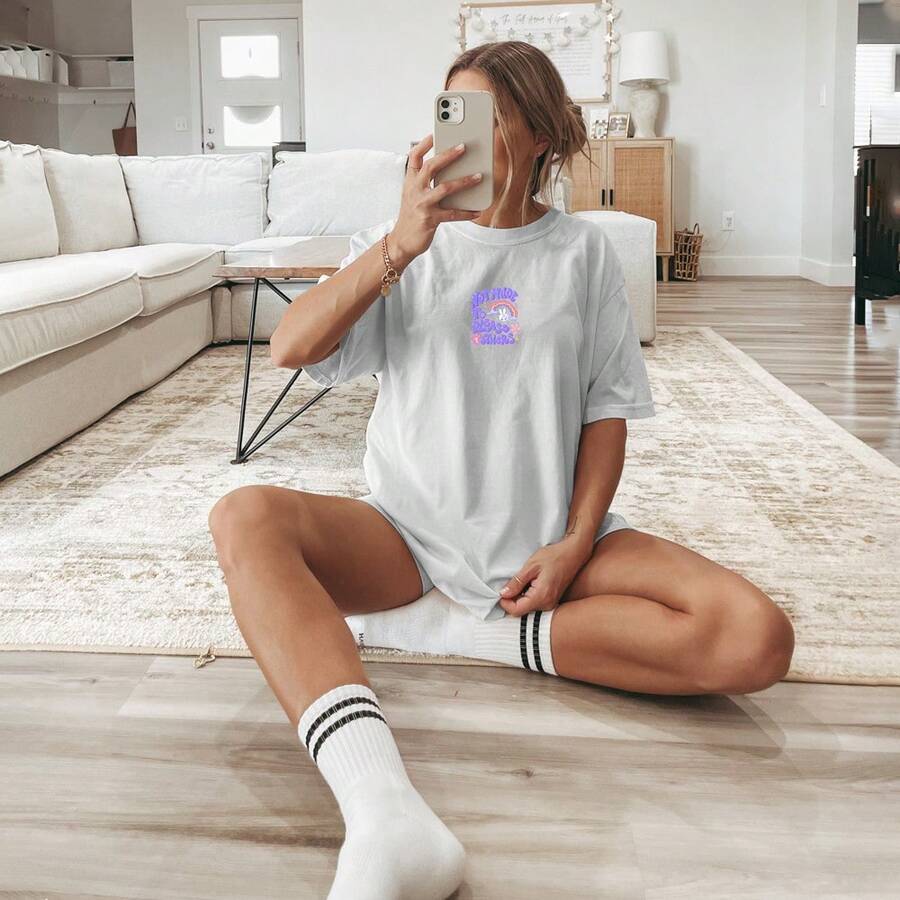 Women's Blouse T-Shirt Short Sleeve Printed Blouse Mot Mape - 白色 - 查看 1