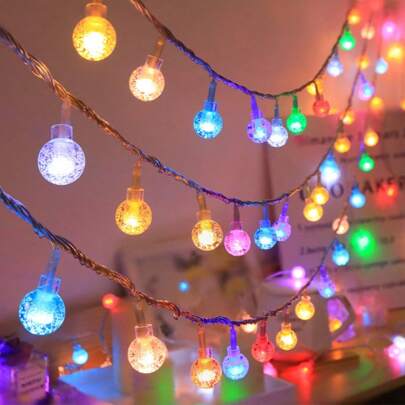1 Pack 10/20/40 LED Waterproof Fairy String Lights, 3.3ft/9.8ft/19.6ft Length, Warm White Or Color Changing, Battery Box Or USB Powered, Crystal Ball Decor Lights With Remote Control, For Room, Camping, Outdoor