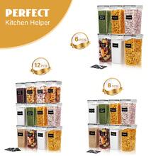 6/8/12pcs Airtight Food Storage Container With Lid, 2.0 Liter (81 Oz.) Sealed Capacity For Flour, Sugar, Baking Supplies, And Dry Goods With Labels And Tags, Dishwasher Safe, Plastic Food Jar For Kitchen Pantry Organization, Kitchenware. - 2.0Lx12個 - 查看 1
