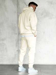 2pcs Men's Solid Color Sweatshirt And Sweatpants Set, Fall/Winter