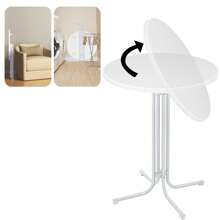 Froadp Mesa de Bar Plegable Ø79cm Mesa Redonda de Bistro 110cm Mesa Plegable Resistente a la Intemperie para Interiores y Exteriores Estructura de Tubo Estable Resistente a los arañazos - Blanco - Ver 3