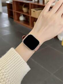 1件馬蹄扣皮革錶帶，兼容，適用於42mm、38mm、40mm、41mm、44mm、45mm、46mm、49mm尺寸。時尚智慧手錶替換錶帶，適用於Apple Watch Series Ultra2、Ultra SE2、SE 11、10、9、8、7、6、5、4、3、2、1，男女通用 - 淺粉色 - 查看 3
