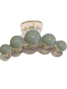 1 pieza Pinza de pelo negra con perla falsa blanca, accesorio para peinado de uso diario - Blanco y Negro - Ver 6