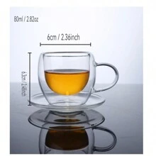 1 And 2 Packs Of Simple Double-Layer Espresso Cups With Handles, Tea Cups, Milk Tea Cups. Insulated Water Cups, Heat-Proof And Scald-Proof Design, Kitchen Supplies, Suitable For Winter And Summer Use. Birthday Gifts, Christmas Gifts (80ml, 150ml, 250ml, 350ml, 450ml)