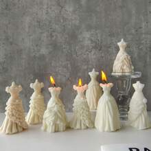 1pc 3D Wedding Dress Silicone Mold, Handmade DIY Candle Mold, Wedding Dress Favor Mold - Multicolor - View 3