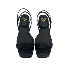 Classic Women's Sandals With Medium Thick Block Heel And Comfortable Bow - màu đen - Xem 2