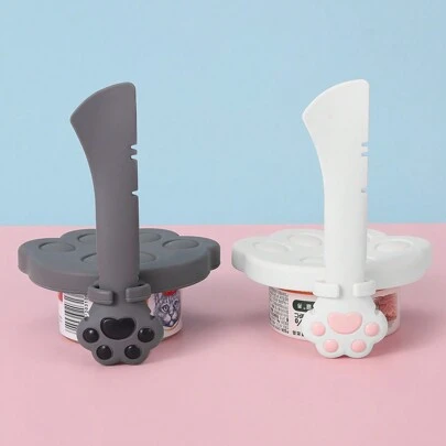 高品质宠物硅胶罐盖和多功能喂食勺套装 - 通用、防漏、易清洁、防臭，并包括开罐器功能