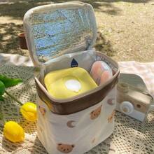 1pc Cute Bear, Star & Moon Print Insulated Lunch Box Bag