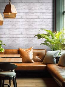 1 Roll Of Retro White Brown Khaki Beige Wood Grain Solid Wood Board Pattern Imitation Wood Grain Wallpaper Suitable For Home Decoration, Kitchen Cabinets, Tables And Chairs, Room Backgrounds, Home Renovation, DIY, Waterproof, Stain Resistant, Easy To Clean, Self-Adhesive, Peel And Paste Wallpaper Wall Stickers - Multicolor - View 9