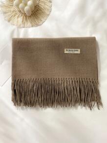 1 件女士羊绒混纺纯色长款流苏围巾，时尚披肩，适合秋冬季 - 彩色 - 查看 32