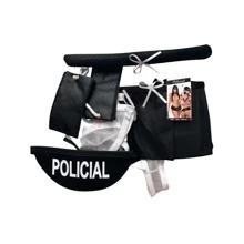 Adult Police Costume Kit 5 Accessories - 黑與白 - 查看 3