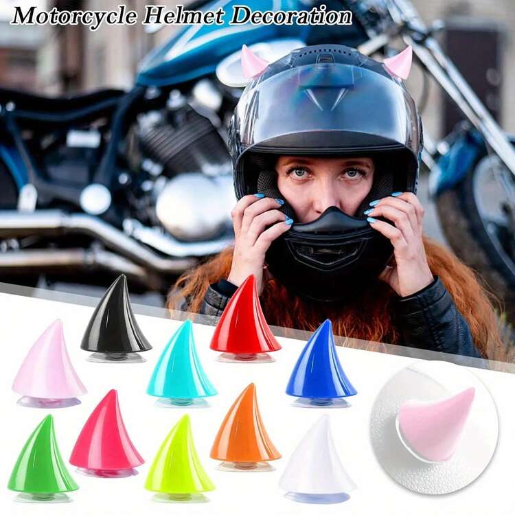 2pcs Motorcycle Helmet Devil Horn Decoration Plastic Rubber Calf Horn With Suction Cups Electric Car Helmet Decoration Random Sticking Universal Shape And Color Are Shipped Randomly - Multicolor - View 3