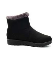 2024 Winter New Women's Thermal Lined Casual Snow Boots Warm Old Beijing Short Boots, Extra Large Size 43 - Black - View 5