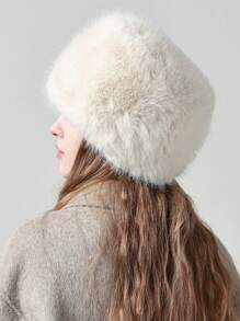 1 chiếc mũ xô dày dặn, mềm mại, màu trơn, chắp vá, ấm áp cho nữ, trang phục mùa thu đông - Nhiều màu - Xem 12