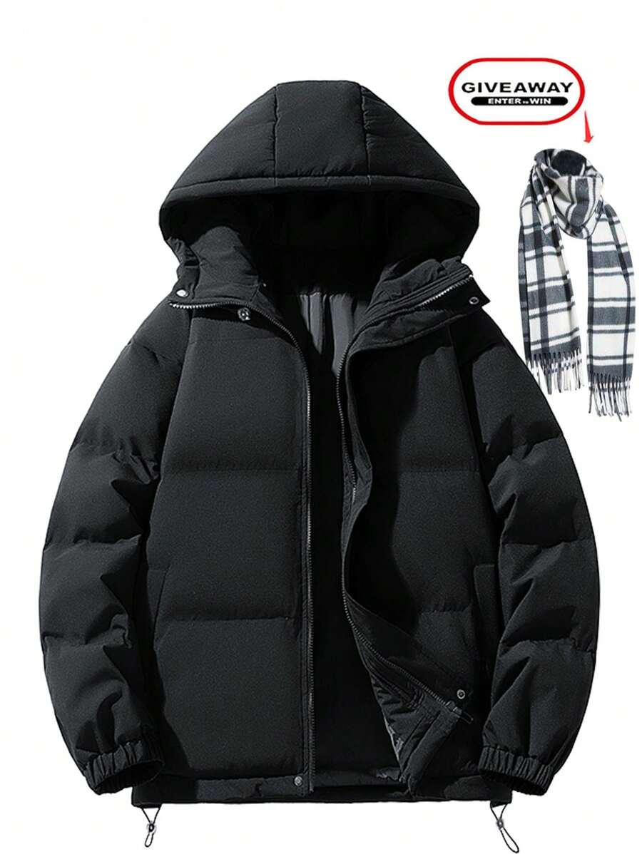 男士冬季长袖连帽拼接防风保暖羽绒服 时尚男装