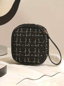 时尚迷你化妆包，轻巧多功能旅行化妆包，带拉链，美妆工具收纳包，便携式洗漱包，格子图案拉链长方形手拿包，便携式旅行洗漱包，情人节礼物，伴娘礼物，生日礼物，朋友和老师礼物，节日礼物，母亲节礼物，化妆旅行洗漱收纳包 - 彩色 - 查看 13