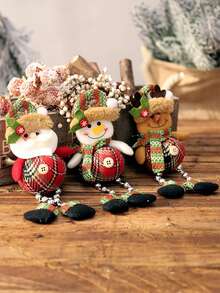 1 Mặt dây chuyền cây thông Noel, vải kẻ caro, hạt chuỗi chân, trang trí cửa sổ Giáng sinh, hoạt hình, ông già, người tuyết, mặt dây chuyền hình nai sừng tấm, đồ trang trí không khí lễ hội, trang trí nhà cửa - Nhiều màu - Xem 2