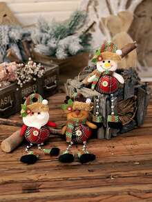 1 Mặt dây chuyền cây thông Noel, vải kẻ caro, hạt chuỗi chân, trang trí cửa sổ Giáng sinh, hoạt hình, ông già, người tuyết, mặt dây chuyền hình nai sừng tấm, đồ trang trí không khí lễ hội, trang trí nhà cửa - Nhiều màu - Xem 5