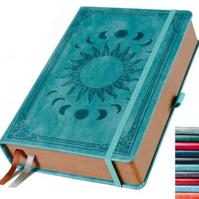 Journal For Men & Women, Daily For Classic Lined Writing, 360 Pages Hardcover Journaling Notebook, Vintage Sun & Moon Design, A5 (5.9'' X 8.5'') Back To School