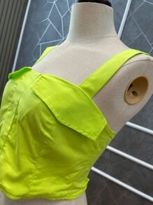 TRICOLINE CROPPED TOP - 青檸色 - 查看 3