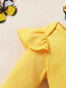2 piezas/set Elegante y dulce recién nacido niña bebé mariposa estampada volantes volantes vestido y diadema conjunto, para uso casual diario, fiesta de vacaciones - Multicolor - Ver 6