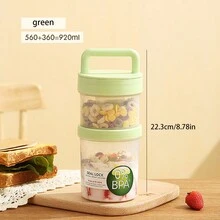 1pc Keep Fit Salad Meal Cup, Single/Double Layered Salad Container For Lunch, Portable Fruit And Vegetable Salad Cups Container With Fork & Salad Dressing Holder