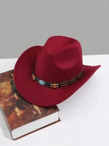 1pc Unisex Retro Bohemian Solid Color Polyester Felt Hat, Casual Vintage Beret Cap Suitable For Autumn/Winter