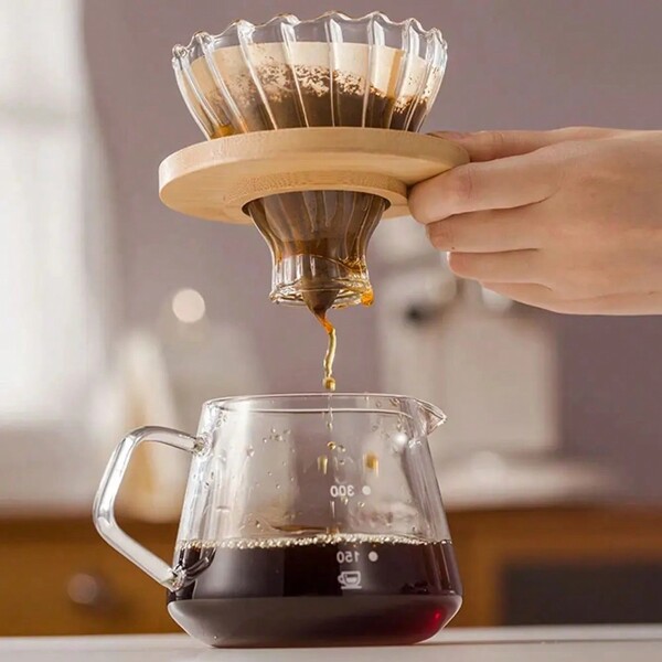 Pour Over Coffee Maker Glass Carafe Coffee Server With Glass Coffee Dripper/Filter, Drip Coffee Maker Set For Home Or Office, Pour Over Coffee Makers With Glass Filter Cup,Portable Coffee Maker,Manual Pour Over Coffee Dripper Brewer,Also For Office,Hiking