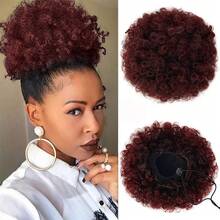 1 paquete de extensión de cabello postizo rizado rizado afro retro en moño con cordón para mujer - Multicolor - Ver 12