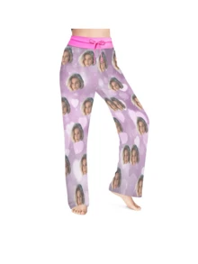 [DIY] Pantaloni de pijama lungi personalizați pentru femei, personalizați cu fotografie portret, cadou inedit, portret cu cap mare, design amuzant pentru înlocuirea feței. Material ușor, respirabil, cu uscare rapidă, moale ca mătasea. Cadou pentru prieteni, iubiți, parteneri, petrecere, ziua de naștere - Negru - Vizualizare 4