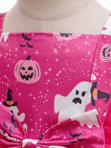 女婴紫红色薄纱公主裙，适合万圣节派对 - 玫紅色 - 查看 6