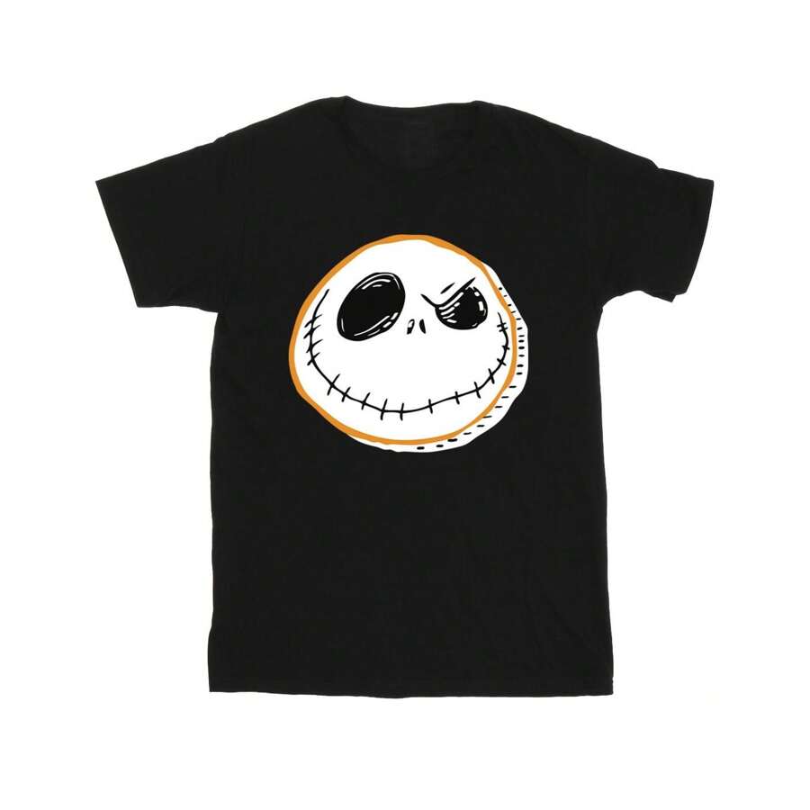 Disney Mens The Nightmare Before Christmas Jack Face TShirt (Black
