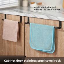 2 Packs Stainless Steel Over Door Towel Rack Bar Available In Multiple Colors Holders For Universal Fit On Over Cabinet Cupboard Doors - Multicolor - View 1