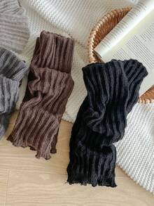 1 双纯色腿套，冬季保暖袜。Y2k 腿部支架 - 黑色 - 查看 7