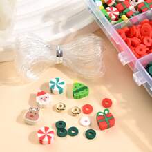 1 Hộp hạt trang sức Giáng sinh bằng đất sét hình cây thông Noel, kẹo, nai sừng tấm, ông già Noel, hạt pha lê 0,7mm/0,027in, 10M để làm vòng tay, vòng cổ, khuyên tai, quà tặng tiệc Giáng sinh - Nhiều màu - Xem 6