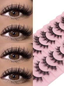 10 Pairs False Eyelashes Cat Eye Look Lashes Natural Faux Mink Lashes Fake Eyelashes Magnetic Lashes Fluffy Strip Lashes Valentine's Day Gift For Women Mom Wife Sister Teen Girl Friend - Fluffy Lashes - View 2