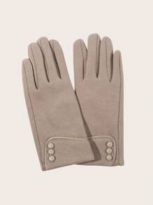 1Pair Winter Thickened Warm Gloves For Unisex, Waterproof, Windproof, Touch Screen Compatible, Button Closure, Ideal For Skiing, Hiking, Cycling, And Outdoor Activities In Extreme Cold Weather Conditions