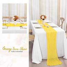 24 Pack  Cheesecloth Table Runner Gauze Table Runner 21.5 X 120Inch Long Semi-Sheer Table Runner Boho Or Rustic Wedding Table Decor For Wedding Decor Arch Draping Bridal Shower Party - Màu vàng - Xem 4