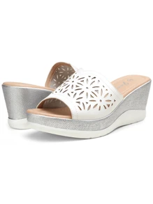 Comfyshoes Women's Sandals, Platform Peep Toe Wedge High Heel Slip On Shoes - White - View 6