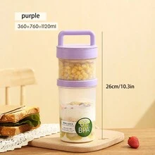 1pc Keep Fit Salad Meal Cup, Single/Double Layered Salad Container For Lunch, Portable Fruit And Vegetable Salad Cups Container With Fork & Salad Dressing Holder