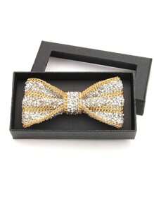 1 pieza Pajarita de cadena de metal con efecto de cristal y patrón de escama de reptil brillante de ABS, accesorio para fiesta/boda/vestimenta formal