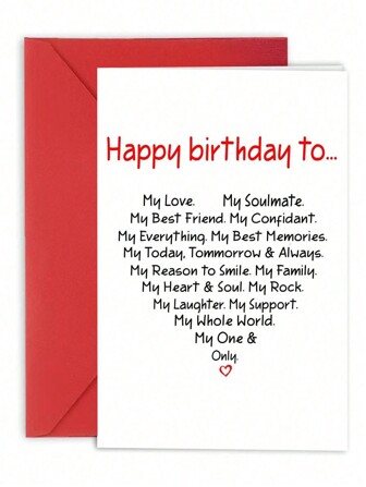 1PC, A Romantic Birthday Card For My Boyfriend's Husband, An Interesting Birthday Card For My Wife's Girlfriend, A Romantic Birthday Card For My Lover, A Mischievous Love Card For Both Men And Women, Expressing Your Thoughts To My Lover, Wishing My Only Lover A Happy Birthday,Valentine's Day Greeting Card (With A Randomly Colored Envelope) Back To School