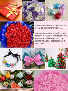 5 Pièces Ruban De Satin Ruban De Tissu Décoration De Gâteau De Mariage Diy Ruban De Craft Rose Emballage De Cadeau Ruban De Décoration De Fête Pour Mariage, Fête Des Mères, Saint-valentin, Bouquet, Emballage De Cadeau
