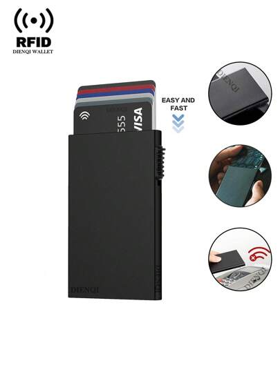 Anti-Theft ID Minimalist Card Holder Aluum Metal Wallets Pocket Case Bank Women Men Cardholder Box Card Holder Wallet Business Card Holder Credit Card Holder For Men Mini Wallet Card Wallet Rfid Wallet
