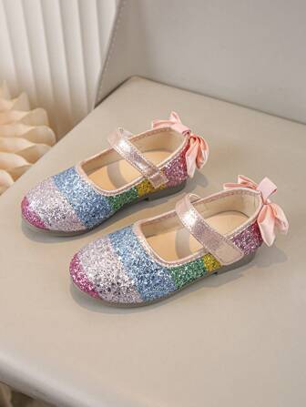 彩色女童公主鞋春秋新款软底时尚水晶彩虹鞋，中大童平底潮流运动鞋