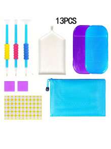 蓝色钻石画配件套件，包括钻石工具、可爱的蓝色钻石画托盘和刺绣盒，非常适合 DIY 钻石艺术，是送给朋友和家人的实用礼物 - 彩色 - 查看 15