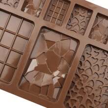 1pc 9-Cavity Waffle Silicone Chocolate Mold, Handmade Cookie Baking Mold,  Silicone - Chocolate Color - View 6