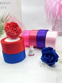 5 Pièces Ruban De Satin Ruban De Tissu Décoration De Gâteau De Mariage Diy Ruban De Craft Rose Emballage De Cadeau Ruban De Décoration De Fête Pour Mariage, Fête Des Mères, Saint-valentin, Bouquet, Emballage De Cadeau