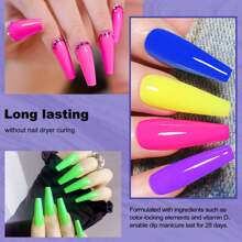 Lavender Violets® 6 couleurs système de poudre de trempage néon couleur chaude français Nail Art manucure poudre de trempage poudre à ongles 2 en 1 base et couche de finition activateur lime à ongles M205